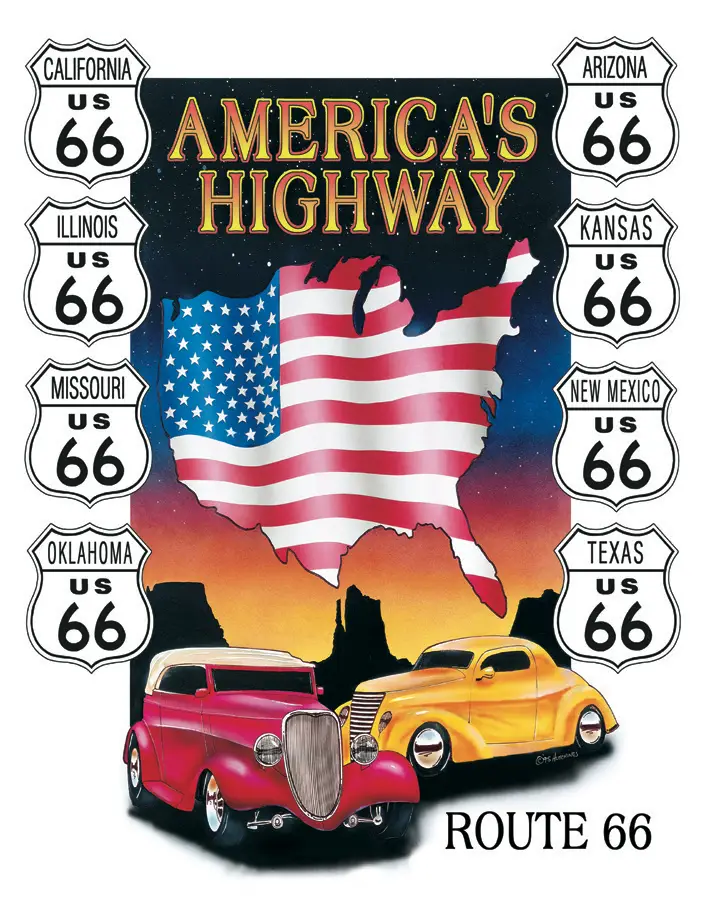 Plaque Métal America's Highway Route 66